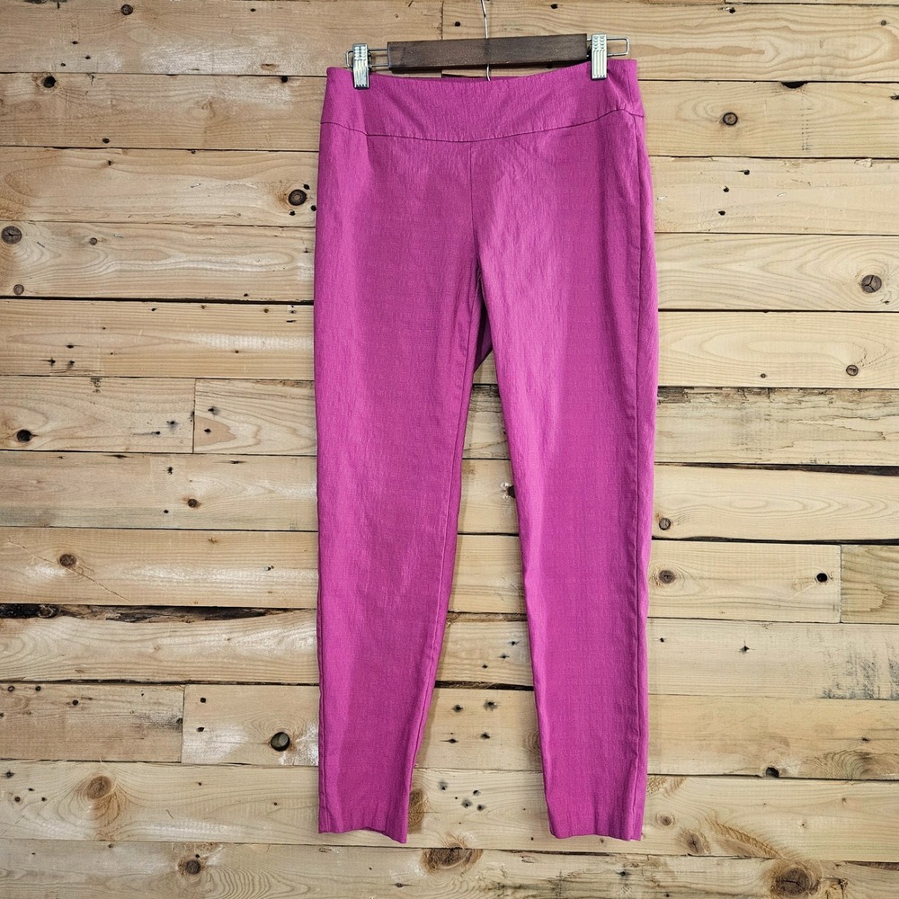 Bella Rose Womens PM Pink Textured Pull On Tapered Leg Pants Slim Career Stretch